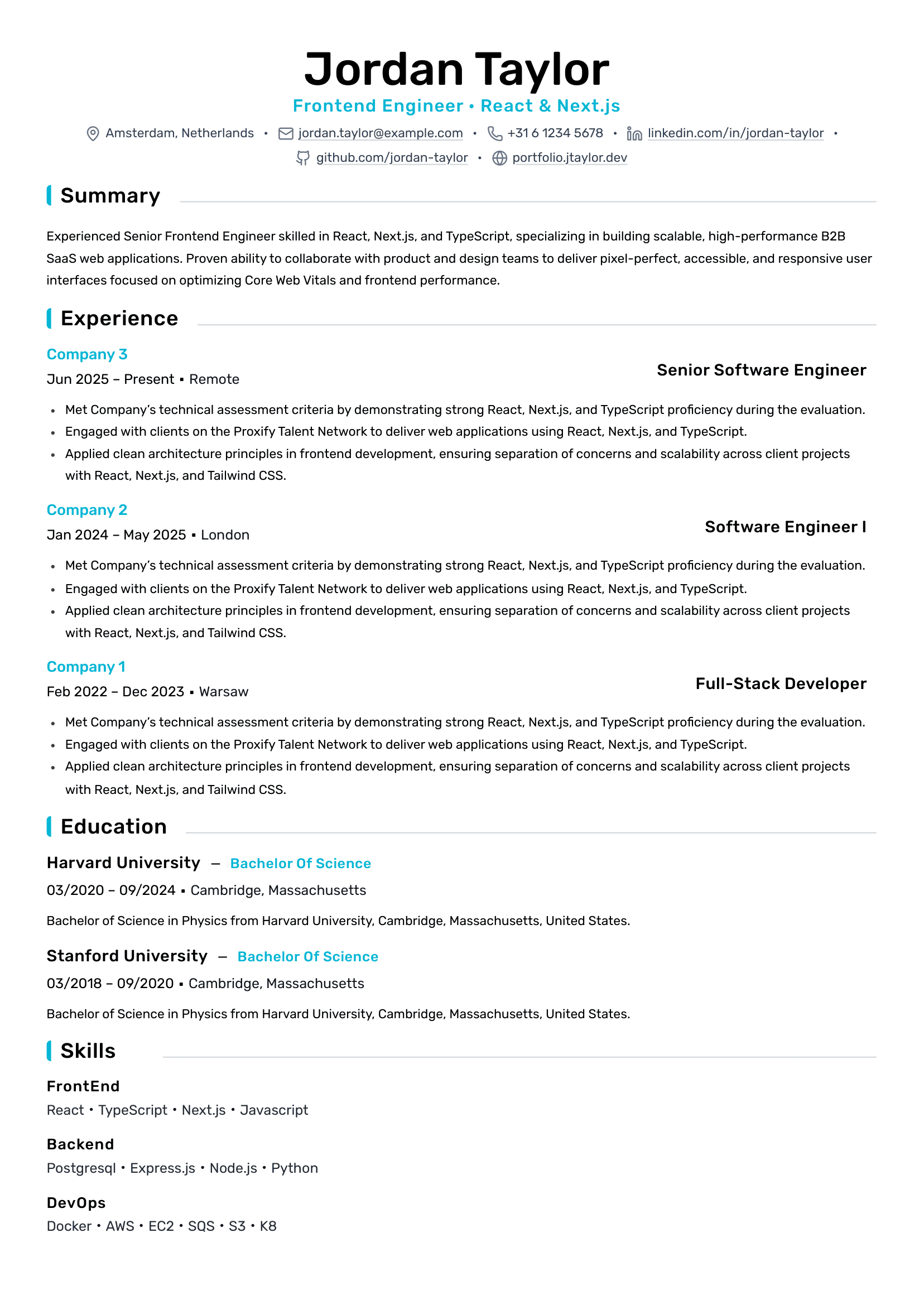 Centerline resume template
