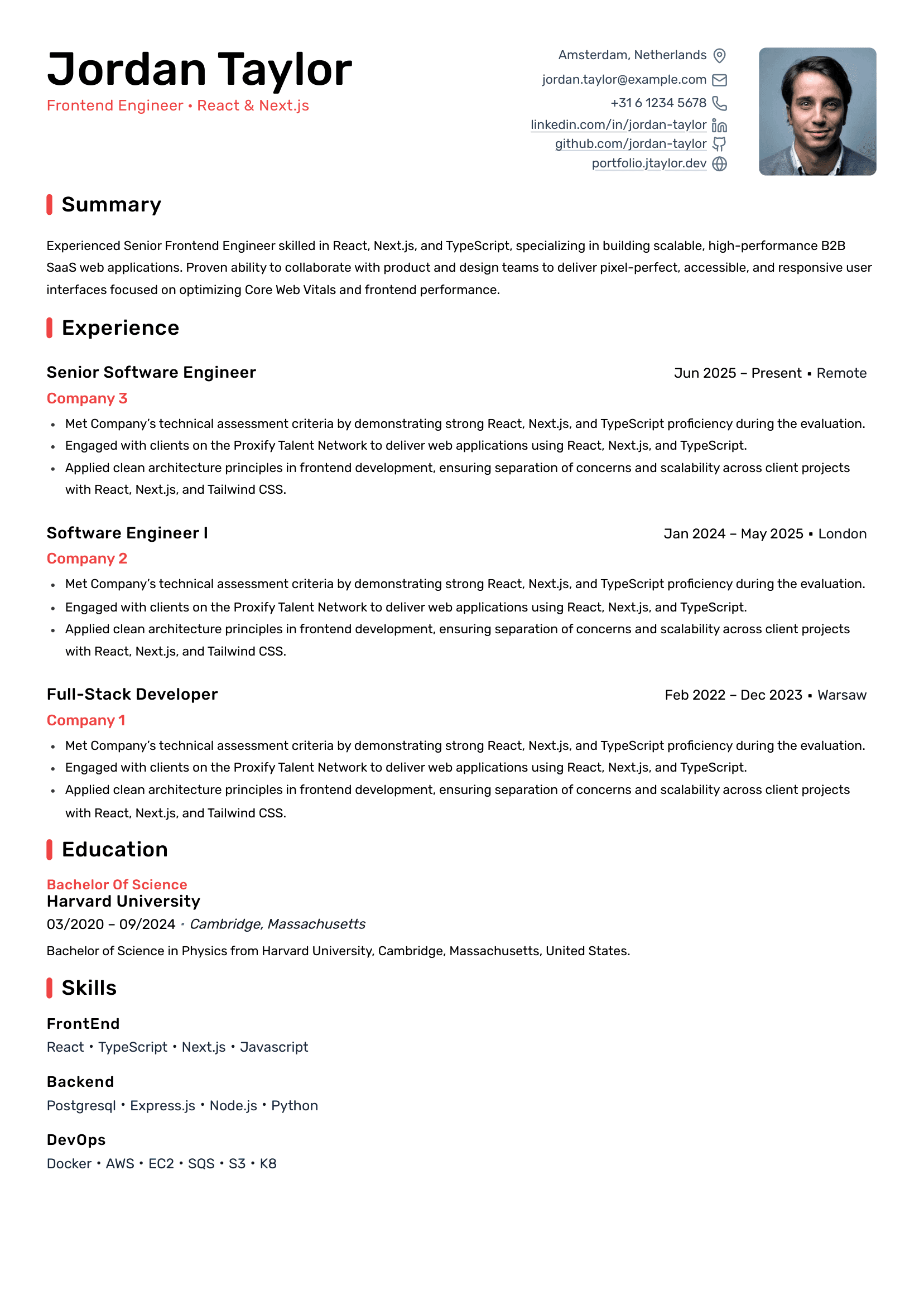 Executive Split resume template
