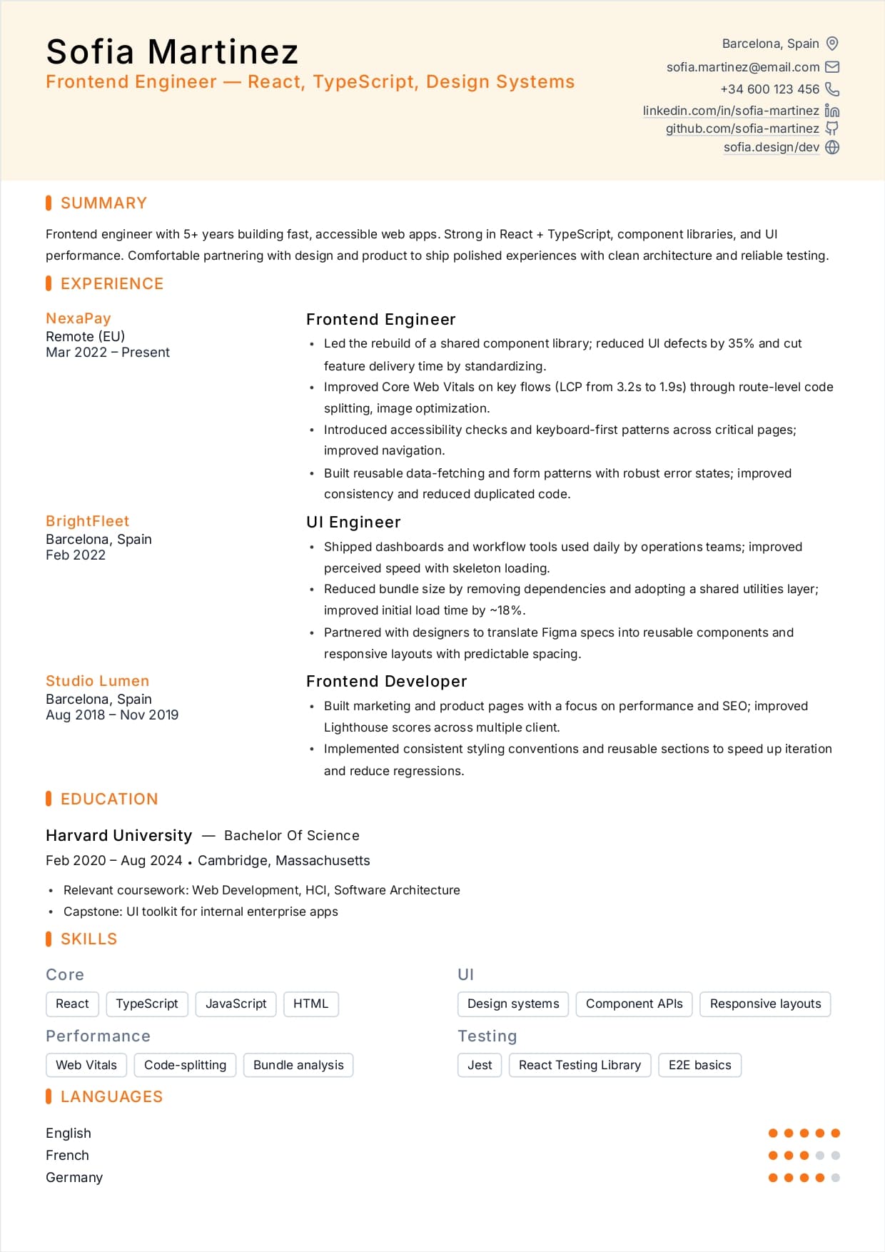 Modern Minimal resume template