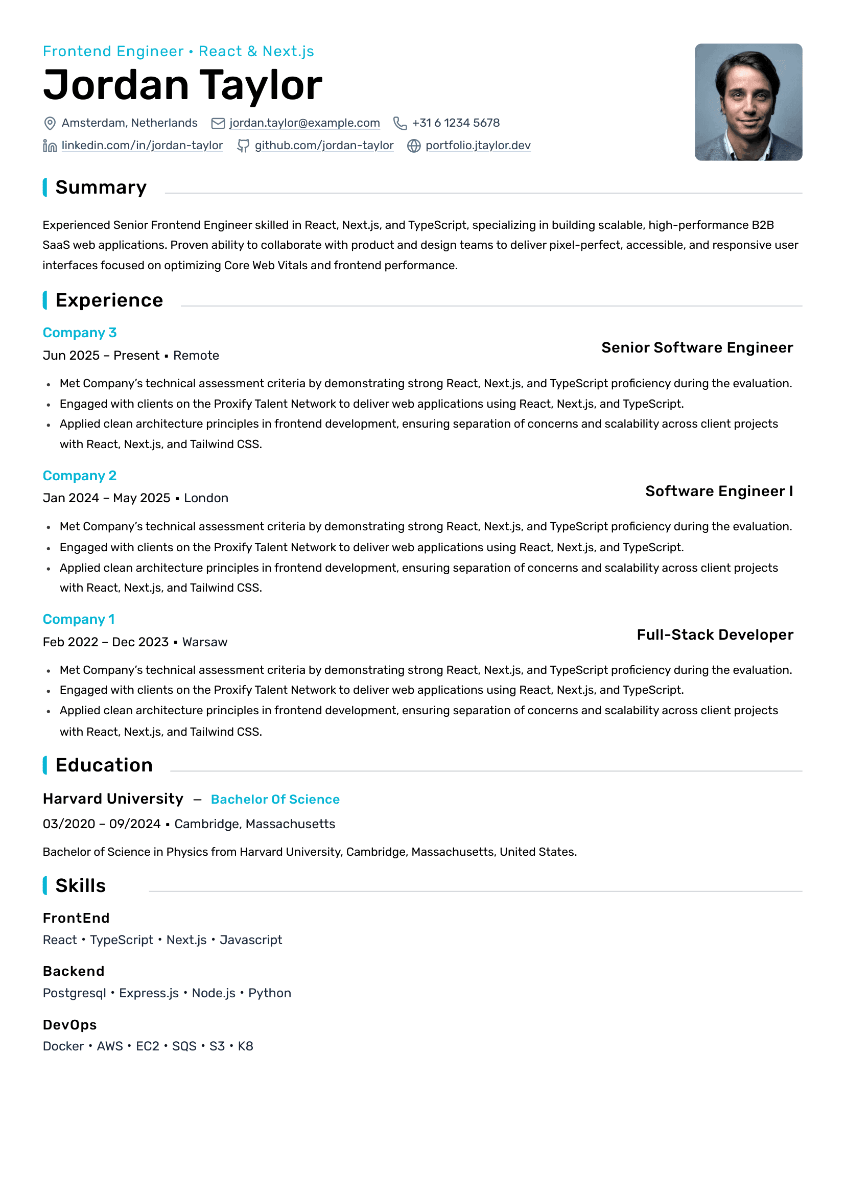Modern Slate resume template