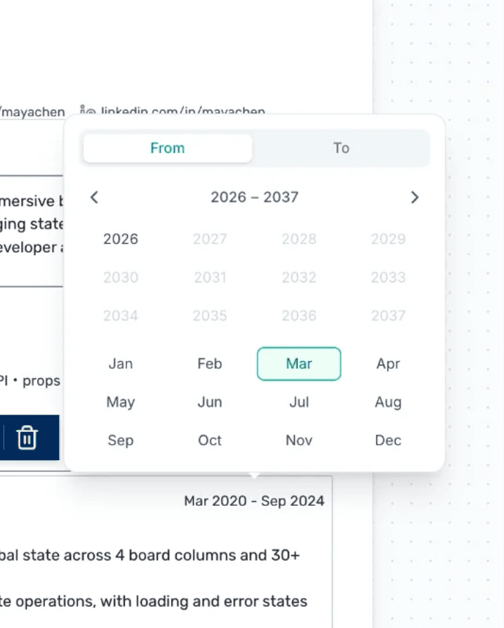 Dates editor in Roleframe