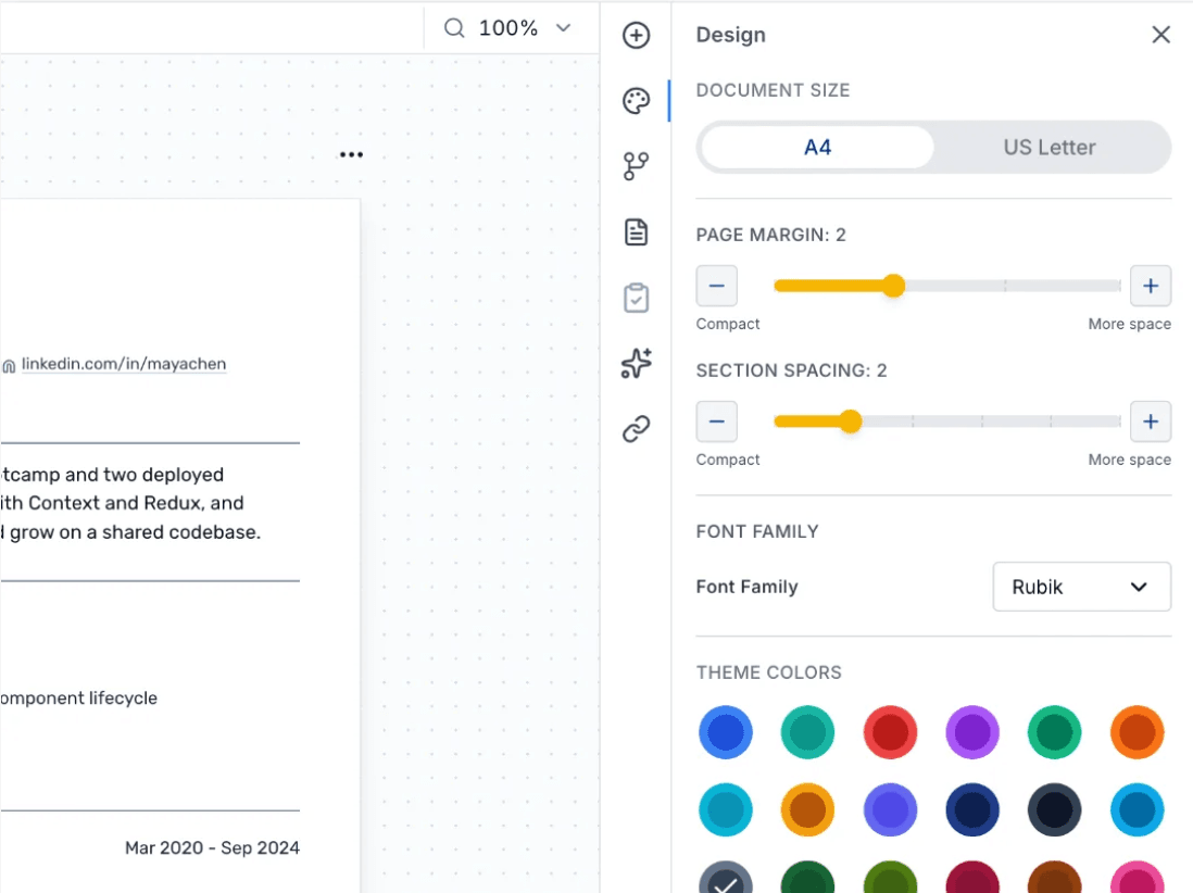 Layout & control panel in the Roleframe editor