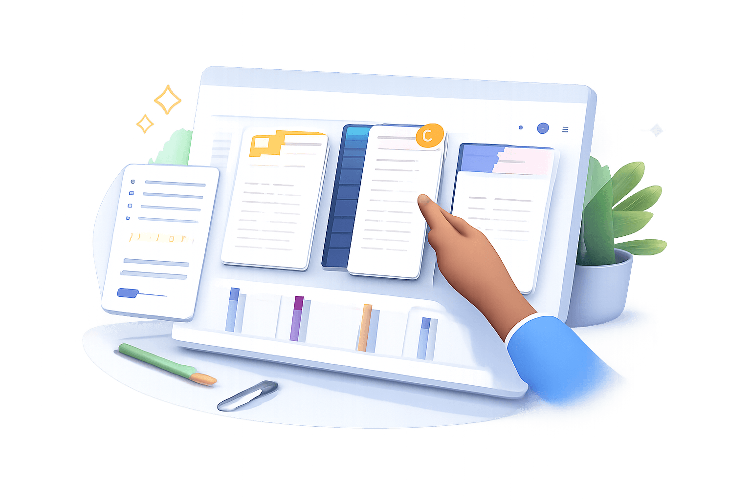 Resume preview with clean sections, strong hierarchy, and a small ATS-safe indicator.