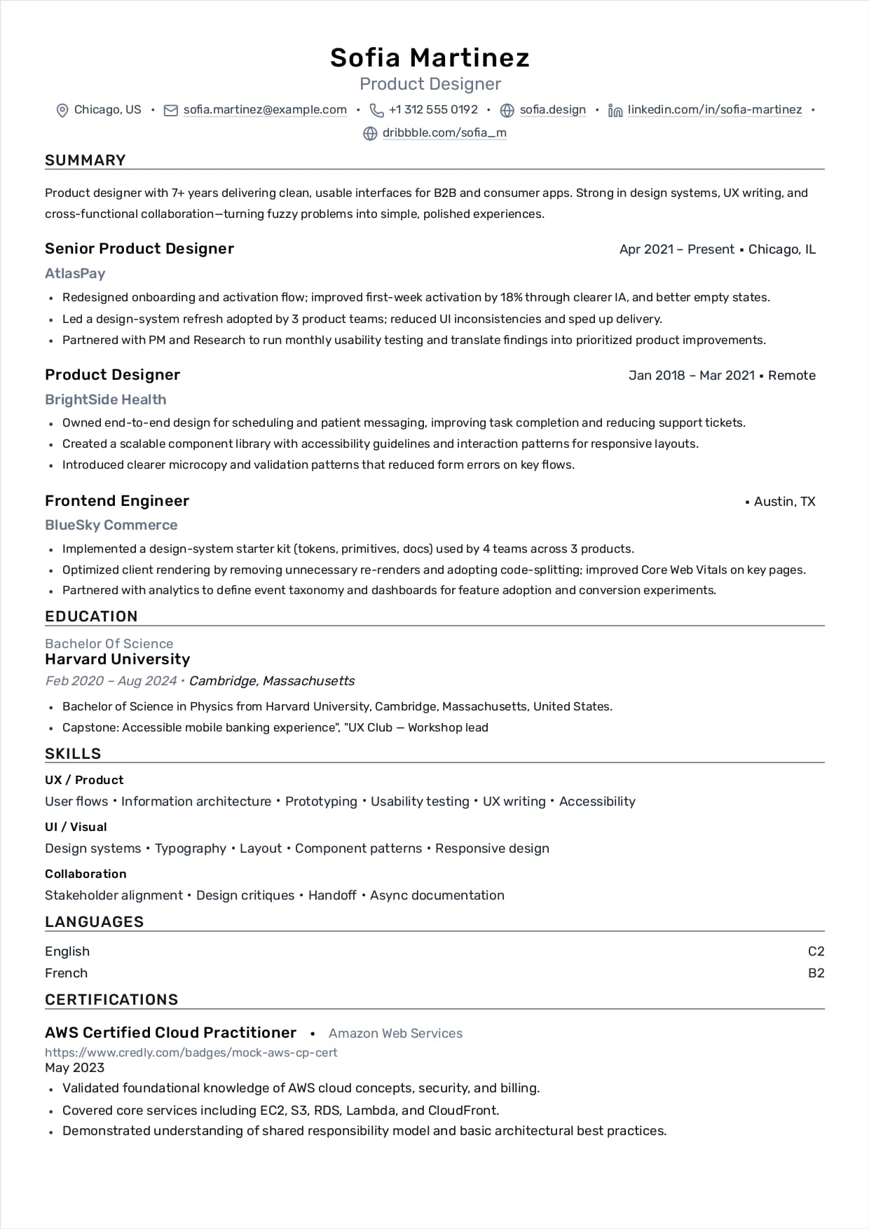 Mid-Level Backend Engineer Resume Example (APIs, PostgreSQL, Reliability)